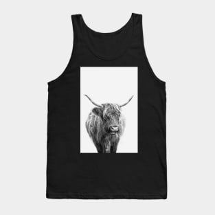 Highlander Cow In Black And White Tank Top